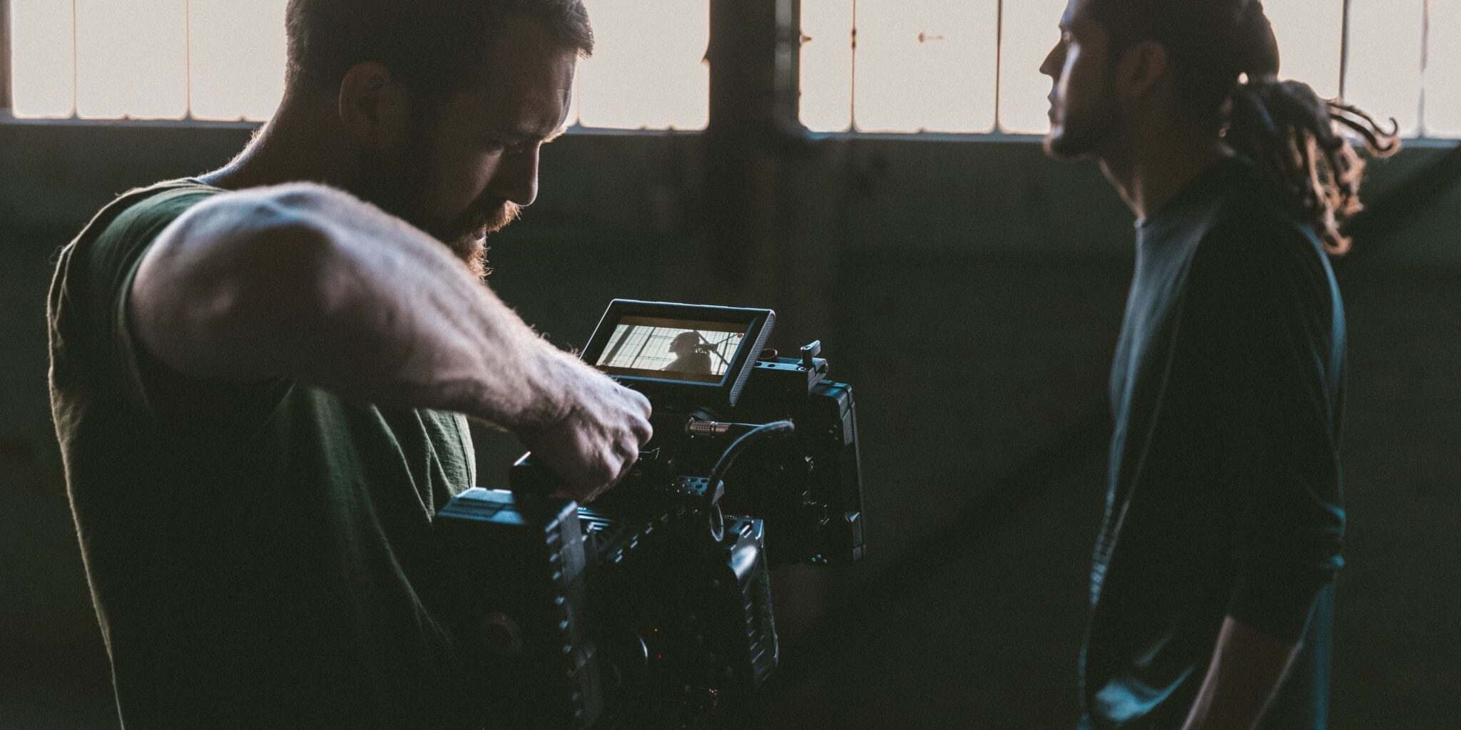 film crew filming in warehouse - independent film