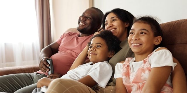 Family watching TV