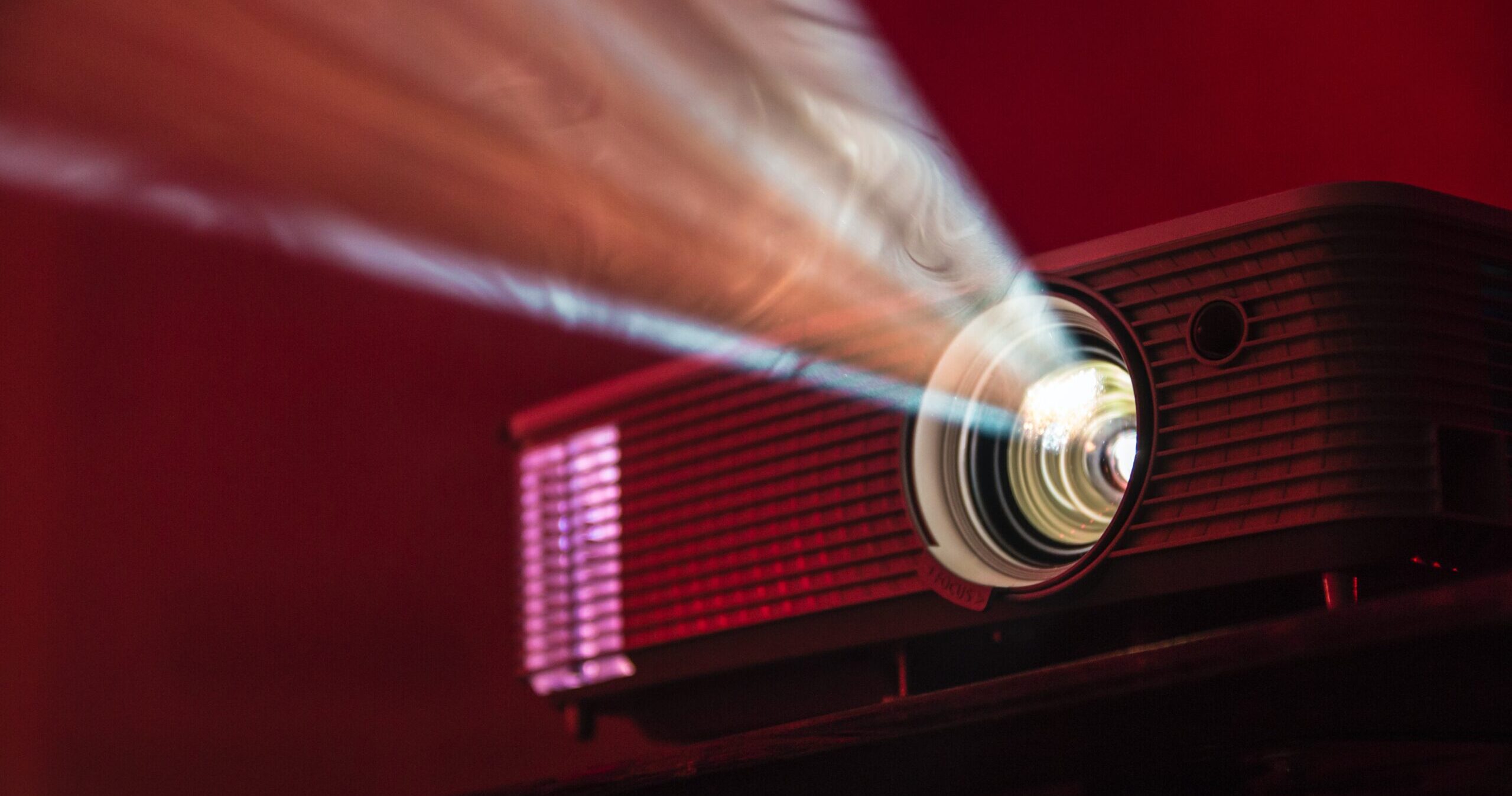 Screen projector shining a light