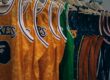 Basketball Jerseys hanging in the closet