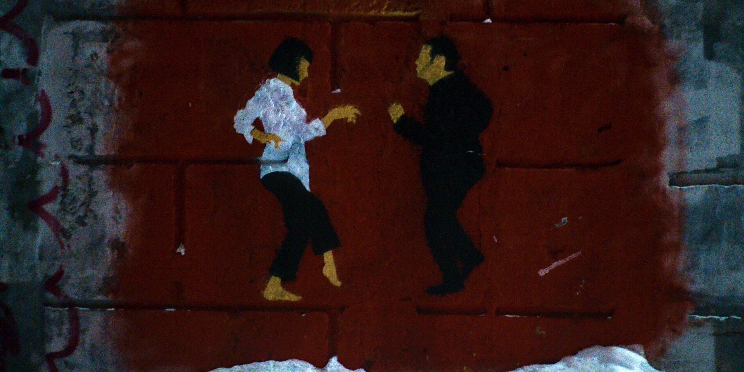 Pulp Fiction street art on wall