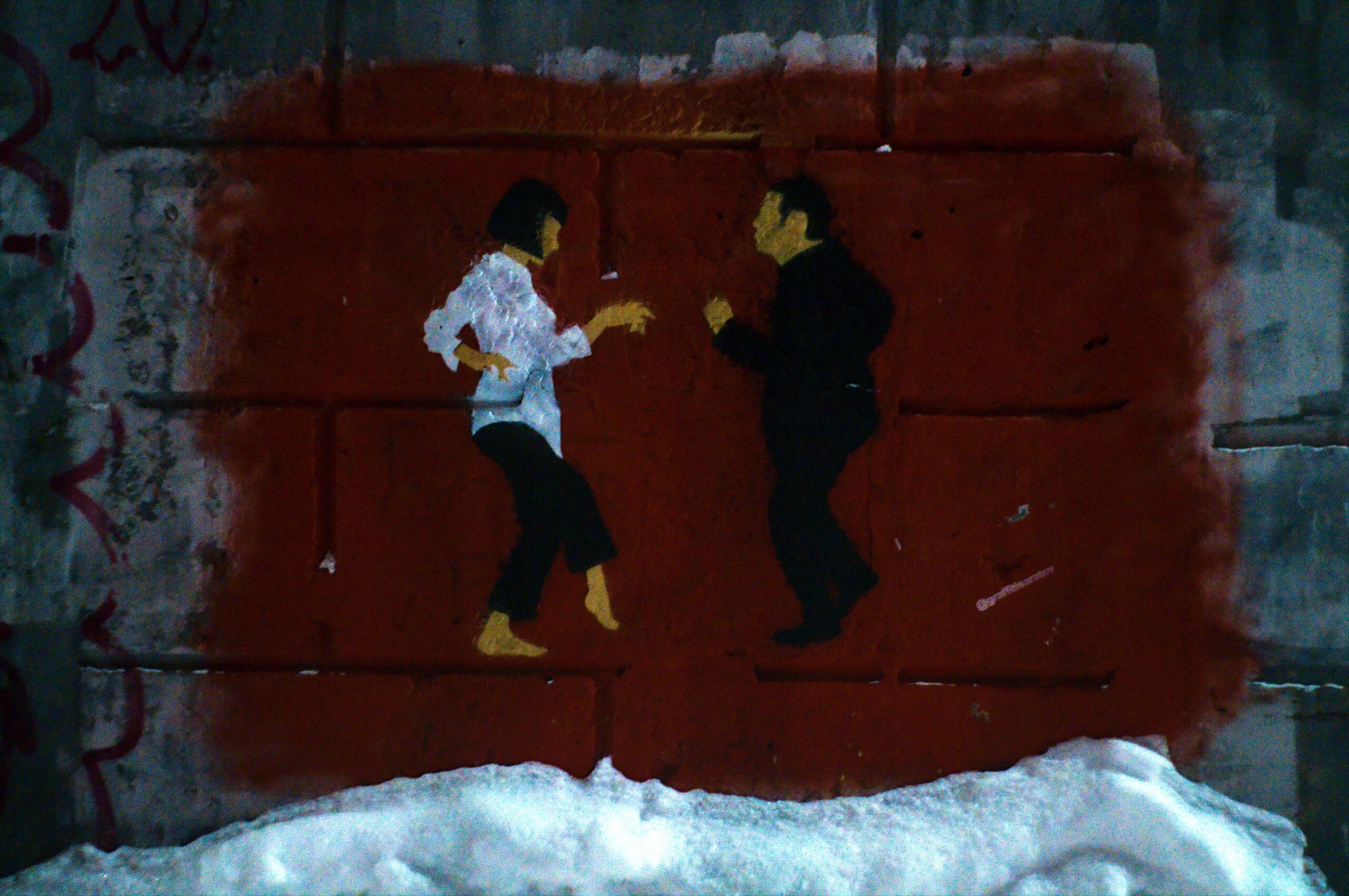 Pulp Fiction street art on wall